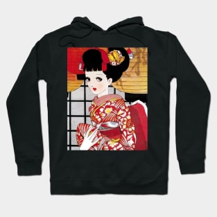 Young girl in Kimono - Vintage Japanese art manga style Hoodie